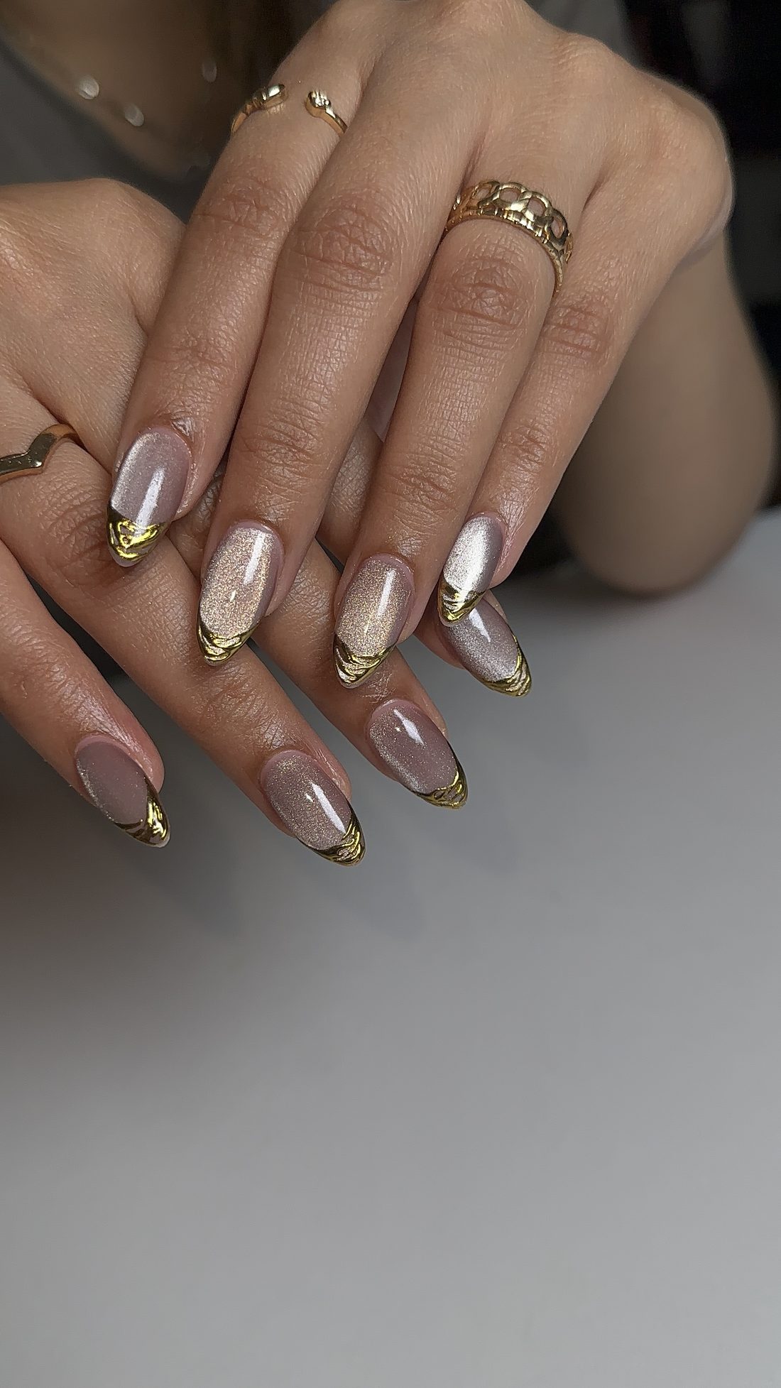 Acrylic overlay with gold French