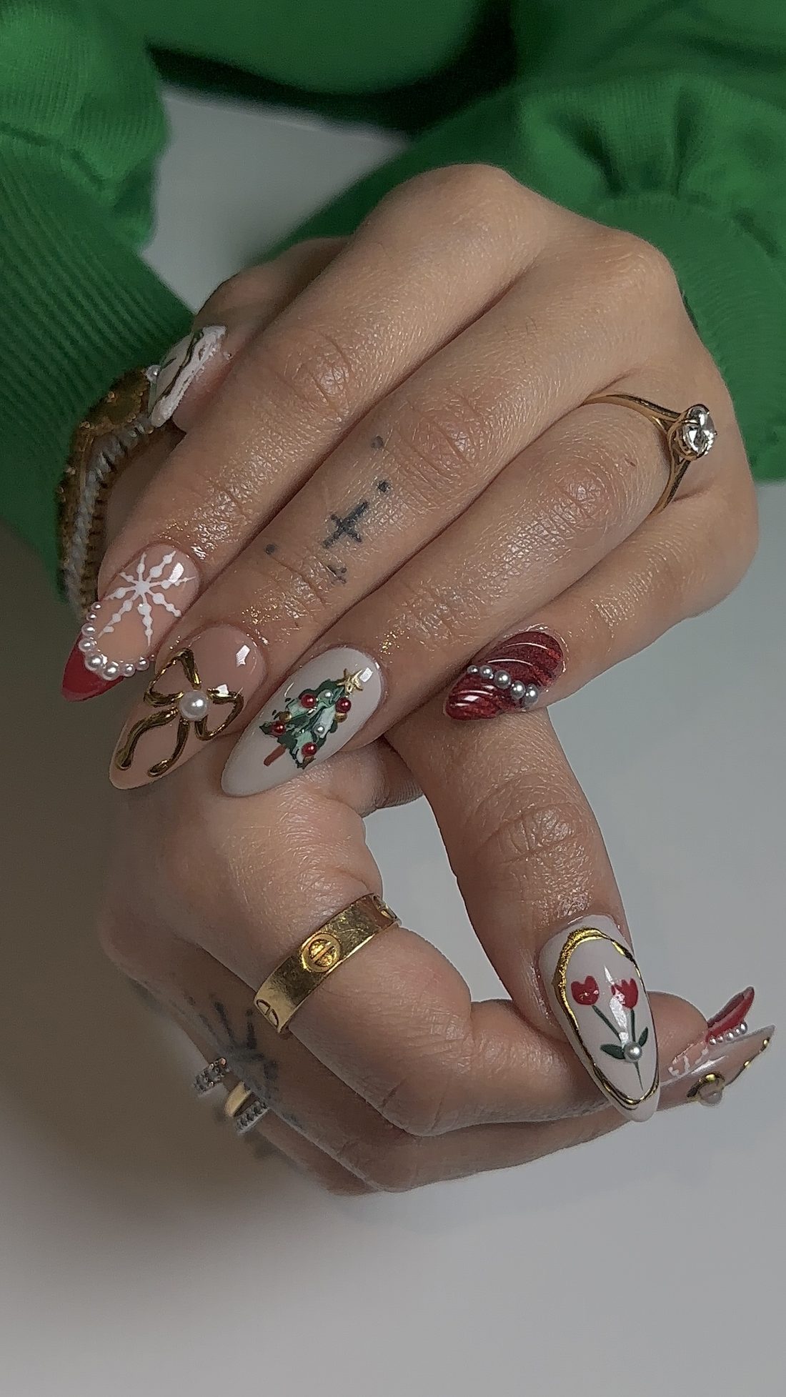 Gel-X nail extensions with art